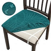 baratos Capa para Cadeira de Jantar-Capa protetora para assento de cadeira jacquard à prova d&#039;água de 1/4/6 peças, protetora de assento elástica e removível, capa antiderrapante e lavável para cadeiras de jantar, cozinha, escritório e