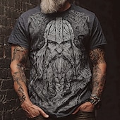levne Vintage trička-Pánské 3D Viking Keltové Tričko Krátký rukáv tričko 3D tisk Tričkový Košile Viking Designové Párty ulice Ležérní Černá Šedá Léto Jaro Oblečení S M L XL XXL XXXL