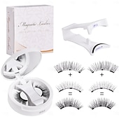 abordables Soins Personnels &amp; Santé-Cils magnétiques souples, boîte tout-en-un, kit de cils magnétiques réutilisables avec applicateur, aspect naturel, cils de chat légers, poils duveteux, faux cils doux pour un usage quotidien, outils