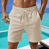 cheap Casual Shorts-Men&#039;s Shorts Summer Shorts Casual Shorts Corduroy Shorts Pocket Elastic Waist Drawstring Plain Comfort Breathable Short Outdoor Vacation Sport Casual Black White Micro-elastic