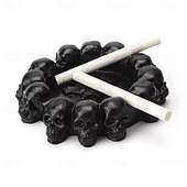お買い得  ハロウィンの吊るし飾りとテーブルトップ装飾-ハロウィン スカル オーナメント クリエイティブ ラウンド マルチ スカル 灰皿 ホーム バー KTV デスクトップ装飾 樹脂製 灰皿 ユニーク ゴシック パーティー 喫煙アクセサリー