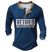 voordelige Grappige woorden-Voor heren Tekst Grappig jargon Henley-shirt Lange mouw Modieus leuke Style Dagelijks Casual Feestdagen Uitgaan Lente &amp; Herfst Alle seizoenen Zwart Groen Bordeaux Marineblauw Henley Henley-T-shirt