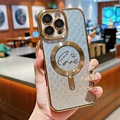 voordelige iPhone-hoesjes-telefoon hoesje Voor iPhone 16 15 14 Pro Max Plus iPhone 16e iPhone 13 Pro Max Achterkant Ondersteuning draadloos opladen Niet-vergelend Bling glitter glanzend Kleurgradatie