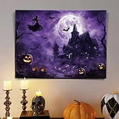 levne halloweenské nástěnné tapisérie-Halloweenské LED plátno na zeď, LED osvětlená nástěnná dekorace, 2aa baterie, osvětlené plátno, led světlo, kuchyň, ložnice nebo domácí dekorace, vodopád