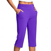 billige Vanlige leggings-Dame Bukser Fritid Treningsklær Kalv lengde Naturlig عادي Sidelommer Delt comfy Pustende Yoga- og dansesko Fritid / hverdag Sjøblå Svart Hvit Rosa Vår Høst Normal