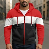 abordables sudaderas basicas hombre-Hombre Sudadera Sudadera con capucha y cremallera completa Sudadera Con Capucha Blanco Rojo Azul Piscina Caqui Con Capucha Plano Retazos Deporte Diario Ropa de calle Ropa de calle Fresco Design