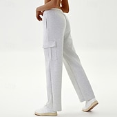 abordables Pantalones de yoga y bombachos-Mujer Pantalones casuales Pantalones deportivos cargo Con bolsillos Control de barriga Alta cintura Gimnasio Rutina de ejercicio De Deporte Prendas de abajo Color sólido Negro Verde Caqui Otoño