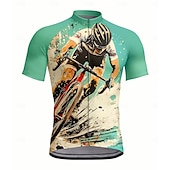 abordables Maillots pour hommes-Homme Maillot de cyclisme Manche Courte Cyclisme Maillot Top avec 3 poches arrière Résistant aux UV Séchage Rapide Fermeture Éclair Frontale Bandes réfléchissantes Vert Des sports Vêtement Tenue