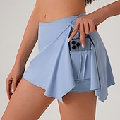 Χαμηλού Κόστους Γυναικείες φούστες και σορτς-Γυναικεία Μονόχρωμο Casual φούστα Φούστες τένις με σορτς Αθλητική φούστα Τσέπη Ψηλή Μέση Ελαστικό Σκούπισμα ιδρώτα Αναπνέει Τέννις Γκολφ Pickleball Φούστες Φόρμα Μαύρο Μπλε Σκούρο μπλε Ρούχα τένις