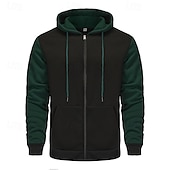 economico felpe in pile-Per uomo Felpa con cappuccio Felpa con cappuccio a zip intera Felpa con cappuccio in pile Rosso Verde scuro Grigio chiaro Grigio scuro Caffè Con Cappuccio Semplice Patchwork Blocco di colore Sport