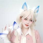 economico Accessori per acconciature-Fascia con orecchie da lupo realistiche – orecchie da volpe e lupo lolita fatte a mano per cosplay, stile kc, feste, convention e accessori per giochi di ruolo