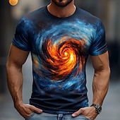 cheap 3D T shirts-Men&#039;s Optical Illusion Universe 3D T Shirt Short Sleeve T shirt 3D Print Crew Neck Shirt Exaggerated Designer Party Street Casual Blue 3# Blue 2# Blue 1# Summer Spring All Seasons Clothing Apparel S