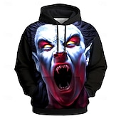 abordables Sweatshirts et Hoodies d&#039;Halloween-Sweat à capuche Tom Wood pour homme, motif monstre 3D, col ras du cou, style punk, imprimé 3D, streetwear, noir, cordon de serrage, design automne-hiver