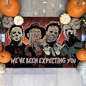 levne Halloween-1ks halloweenská rohožka ke dveřím s hororovými postavičkami - protiskluzová, super savá, pratelná polyesterová koupelnová předložka pro vnitřní i venkovní použití