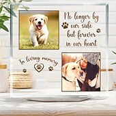 cheap Gifts-Personalized Memorial Acrylic Pet Photo Plaque Custom Sympathy Gifts For Loss Of Loved Ones Forever Loved Pet Dog Memorial Decor for Home Bedroom Decor Tribute to Beloved Pup