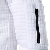 baratos Jaquetas Casuais-Homens jaqueta leve Jaqueta casual Jaqueta do time do colégio Férias Diário Bolsos Emenda Primavera Outono Bloco de cor Moda Clássico Colarinho Chinês Padrão Tecido Waffle Preto Branco Vinho Azul