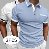 economico Polo classica da uomo-Per uomo Blocco di colori Polo Maglia da golf Manica Corta Bavero Moda Essenziale Confortevole Sport &amp; Outdoor Casuale Athleisure Confezione multipla Tasca Frontale Estate 8# # 4 # 5
