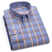 economico camicie oxford da uomo-Per uomo Camicia Camicia elegante Camicia button-down Camicia Oxford Camicia a quadri Camicia con Colletto A Quadri / A Righe / Chevron / Rotondo Abbigliamento quotidiano Abbigliamento Aziendale