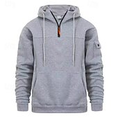 abordables sweats à capuche basiques pour hommes-Homme Sweat à capuche Sweat à capuche quart zippé Noir bleu marine Kaki Gris Clair Gris foncé À capuche Uni Patchwork Poche Avant Quart de zip Sport &amp; Loisir Occasionnel Quotidien Streetwear Frais