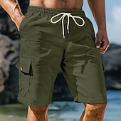 baratos Shorts de moletom-Homens Bermuda Cargo Calças de Veludo Shorts de moletom Calção Bermudas Cintura elástica Tecido Conforto Esportes Comprimento do joelho Ao ar livre Ioga Casual Férias Estilo Étnico Preto Branco Sem