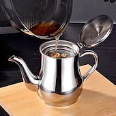 economico Utensili e gadget da cucina-Oliatore in acciaio inox, filtro per olio denso, dispenser per salsa di soia a prova di perdite con filtro a rete, contenitore per condimenti multiuso per cucina domestica, brocca riutilizzabile per