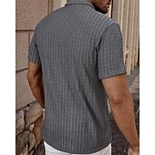economico camicia da uomo con bottoni-Per uomo Camicia Camicia Estiva Camicia casual Camicia da Spiaggia Camicia con Bottoni Marrone Scuro Nero Bianco Verde chiaro Blu Manica Corta Semplice Bavero Vacanza Camicia hawaiana Abbigliamento