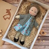 baratos Bonecas-Boneca Waldorf feita à mão para bebês meninas com conjuntos de roupas - boneca de pelúcia macia de 11,8 polegadas para crianças pequenas, presente de Natal ideal para crianças