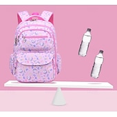 economico Zaini per Bambini e Adolescenti-Zaino scolastico stampato per bambine con ciondolo a forma di cuore con cerniera, zaino multitasche leggero e impermeabile per studenti delle scuole elementari e medie, disponibile in rosa, viola, blu e beige