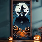 economico Coperture per Porte di Halloween-Coperture per porte di Halloween scheletri strega arazzo per porta tenda per porta decorazione sfondo striscione per la porta anteriore casa di campagna festa di vacanza forniture decorativi per