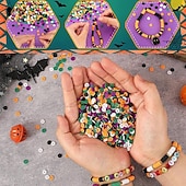 economico kit per la creazione di perline-Kit per la creazione di braccialetti di perline di argilla di Halloween da 2086 pezzi, set di gioielli fai da te con ciondoli a forma di zucca fantasma e pipistrello, lavoretti di Halloween per