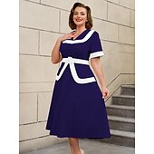 preiswerte Kleider-Retro Vintage 1950er Rockabilly Midlänge A-Linien-Kleid Ausgestelltes Kleid Übergröße Damen Urlaub Heimkehr Party &amp; Abend Erwachsene Kleid Frühling &amp; Sommer