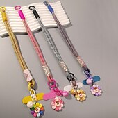 abordables Cordons et dragonnes pour téléphone-Corde courte imprimée pour téléphone portable, pendentif fleur, corde tissée courte à double usage, corde de suspension robuste pour voyage en plein air pour hommes et femmes
