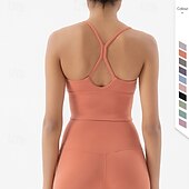 preiswerte Sport-BHs &amp; Westen-Damen Yoga Crop Tank Top Sport-BH Unterwäsche Medium Unterstützung Bürgellos Gefüttert Einfarbig Sport Sportkleidung Hellrosa Meerblau Pilates Laufen Yoga