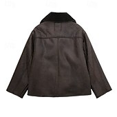 preiswerte Kunstlederjacken-Damen Fleecejacke Freizeitjacke Wildlederweste Winddicht Warm Tasche Mode Modern Lässig Einfarbig Ausgehen Wochenende Einreihig Regulär Revers Normale Passform Langarm Oberbekleidung Braun Beige