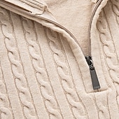 preiswerte Herrenpullover-Herren Pullover Pullover mit Viertelreißverschluss Strickpullover Zopfmuster Stricken Normale Oberteile Gestrickt Einfach Viertelreißverschluss Mode Lässig Urlaub Alltagskleidung Bekleidung Herbst