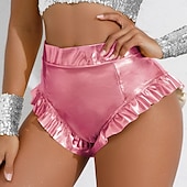 preiswerte Unterteile-Retro Vintage 1980er Glänzend Metallisch Shorts Hotpants Disco Einfarbig Kostüm Damen Karnevalskostüm Karneval Club Pride Parade Pride-Monat Erwachsene Shorts