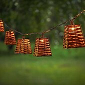 cheap LED String Lights-Rattan Decorative String Lights Boho String Lights with 20 Mini Bulbs  Weatherproof Lantern Style Patio Lights for Indoor/Outdoor Home Decor Pergola Porch Party and Backyard