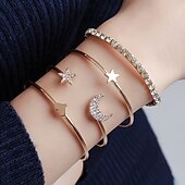 billige Armbånd-Dame Armringer geometriske MOON Hjerte Stjerne Elegant Mote Luksus Legering Armbånd Smykker Sølv / Gull Til Fest