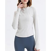 economico Felpa &amp; Sweatshirt-Per donna Maglietta da ginnastica Camicie a maniche lunghe Cerniera a un quarto Manica Lunga Top Athleisure Autunno Morbido Abbigliamento leggero Traspirante All&#039;aperto Corsa Yoga abbigliamento