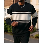 preiswerte Hoodie &amp; Sweatshirt-Herren Pullover Langarm Oberteil Athleisure Atmungsaktiv Leger Sportbekleidung Sportkleidung Patchwork Schwarz Beige Grau