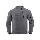 halpa Fleece ja 3 in 1 takit-Miesten Fleece-collegepaita Pitkähihainen Stand-kaula-aukko Topit Ulko- Pidä lämpimänä Talvi Polyesteri Musta Armeijan vihreä Harmaa Matkailu Juoksu