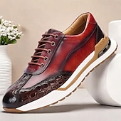 cheap Premium Leather Sneakers-Men&#039;s Premium Cowhide Leather Sneakers with Crocodile Texture and Lace-Up Design – Casual Athletic Shoes for Everyday Wear
