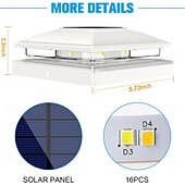 economico Luci paesaggistiche-Fari a colonna solari con luce calda e bianca integrati, luci a colonna 4x4 per esterni, impermeabili, per giardino, terrazza, recinzione decorativa, 1 pz.