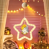 levne Halloween v interiéru-1 ks 27,6 cm halloween netopýr duch čaroděj klobouk dýně černá kočka netopýr přísavka led přísavka okenní světlo párty okno vnitřní atmosféra dekorativní světlo aaa baterie box teplé světlo běžící