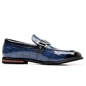 abordables Semi-formel-Mocassins en similicuir bordeaux pour homme, effet crocodile, avec boucle décorative en métal, pour hommes d&#039;affaires, événements formels et banquets