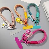 abordables Cordons et dragonnes pour téléphone-Corde courte imprimée pour téléphone portable, pendentif fleur, corde tissée courte à double usage, corde de suspension robuste pour voyage en plein air pour hommes et femmes