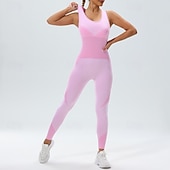 preiswerte Sets &amp; Einteiler-Damen Scrunch Yoga-Strampler Trainingsoveralls Rückenfrei Farbblock Einteiler Wasserblau Armeegrün Fitnesstraining Hohe Taille Elastisch Atmungsaktiv Bauchkontrolle Ärmellos Sport Sportkleidung