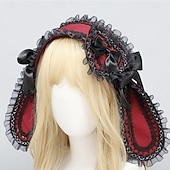 economico Accessori per acconciature-Graziosa fascia per capelli con orecchie da coniglio in stile lolita – orecchie da coniglio con fiocco, fascia per capelli in stile lolita per cosplay, feste e accessori moda