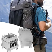 Недорогие Сад &amp; Ферма-Портативная походная дровяная печь из нержавеющей стали, дровяная печь для пикника, барбекю, походов, выживания, приготовления пищи, оборудование для кемпинга на открытом воздухе