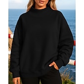 economico Felpa &amp; Sweatshirt-Per donna Felpa in pile Felpa pullover Manica Lunga Top Athleisure Tinta unita Calore Termico Antivento Escursionismo Allenamento Corsa abbigliamento sportivo Abbigliamento sportivo Nero Bianco Rosa